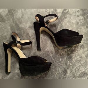 Platform Suede Black Heels